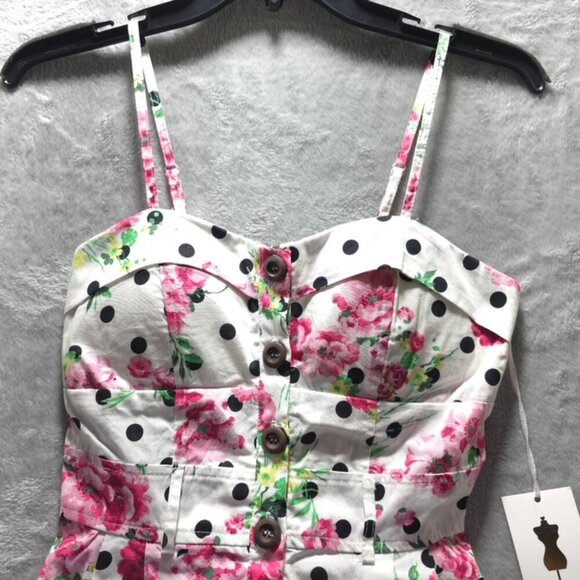 Purple Snow Juniors Mini Dress Size M – Polka Dot & Floral Print – NWT - Picture 5 of 7